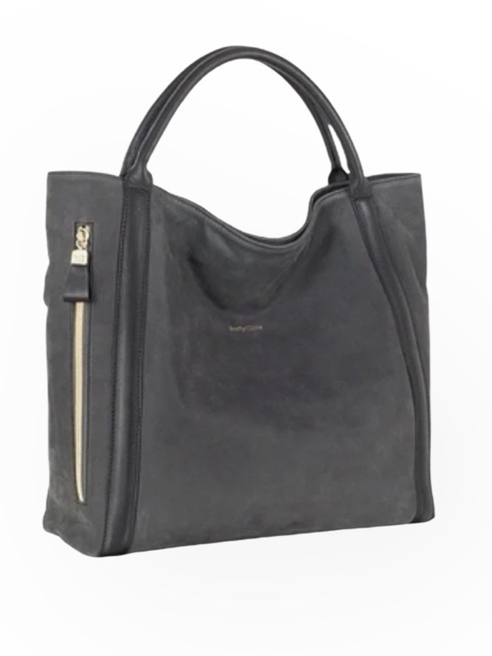 SEE by CHLOE Harriet Hobo Tote Charcoal Grey Nubuck Leather 2 Handles